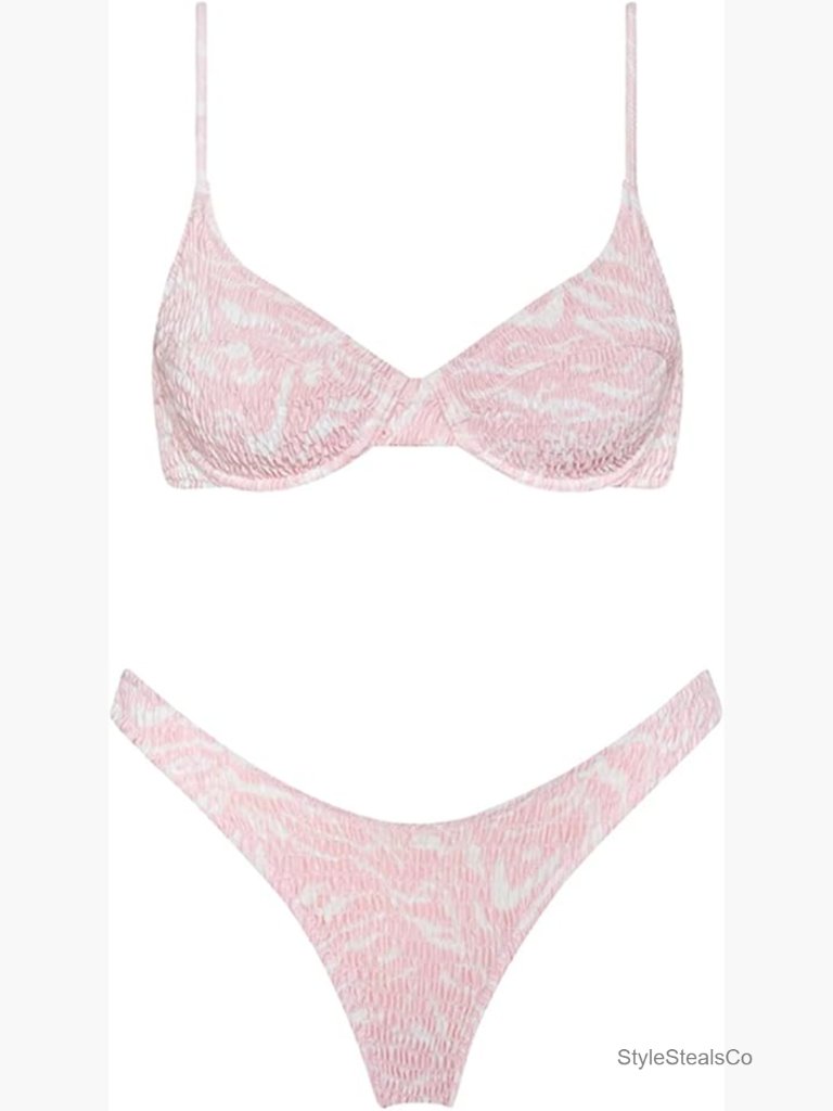 Triangle Bikini Set Smocked Ruched Push Up Two Piece Swimwear